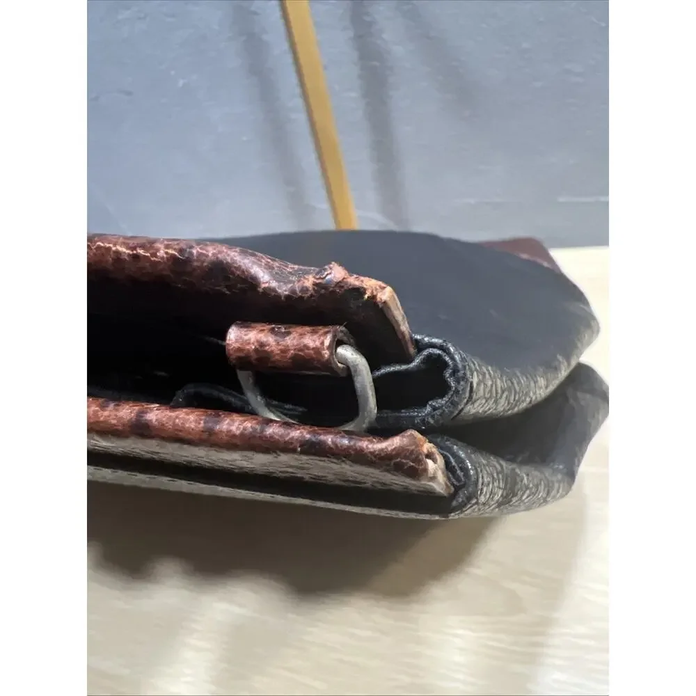 VGT Furla Made In Italy Pebble Handbag/Crossbody Bag Two Tone Color Black/Brown - Picture 16 of 16